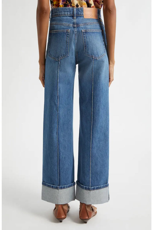 Ulla Johnson Jeans 24 Ulla Johnson - The Genevieve Pintuck Jean in Danube (Rigid, non-stretch)