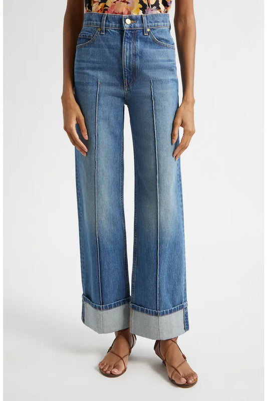 Ulla Johnson Jeans 24 Ulla Johnson - The Genevieve Pintuck Jean in Danube (Rigid, non-stretch)