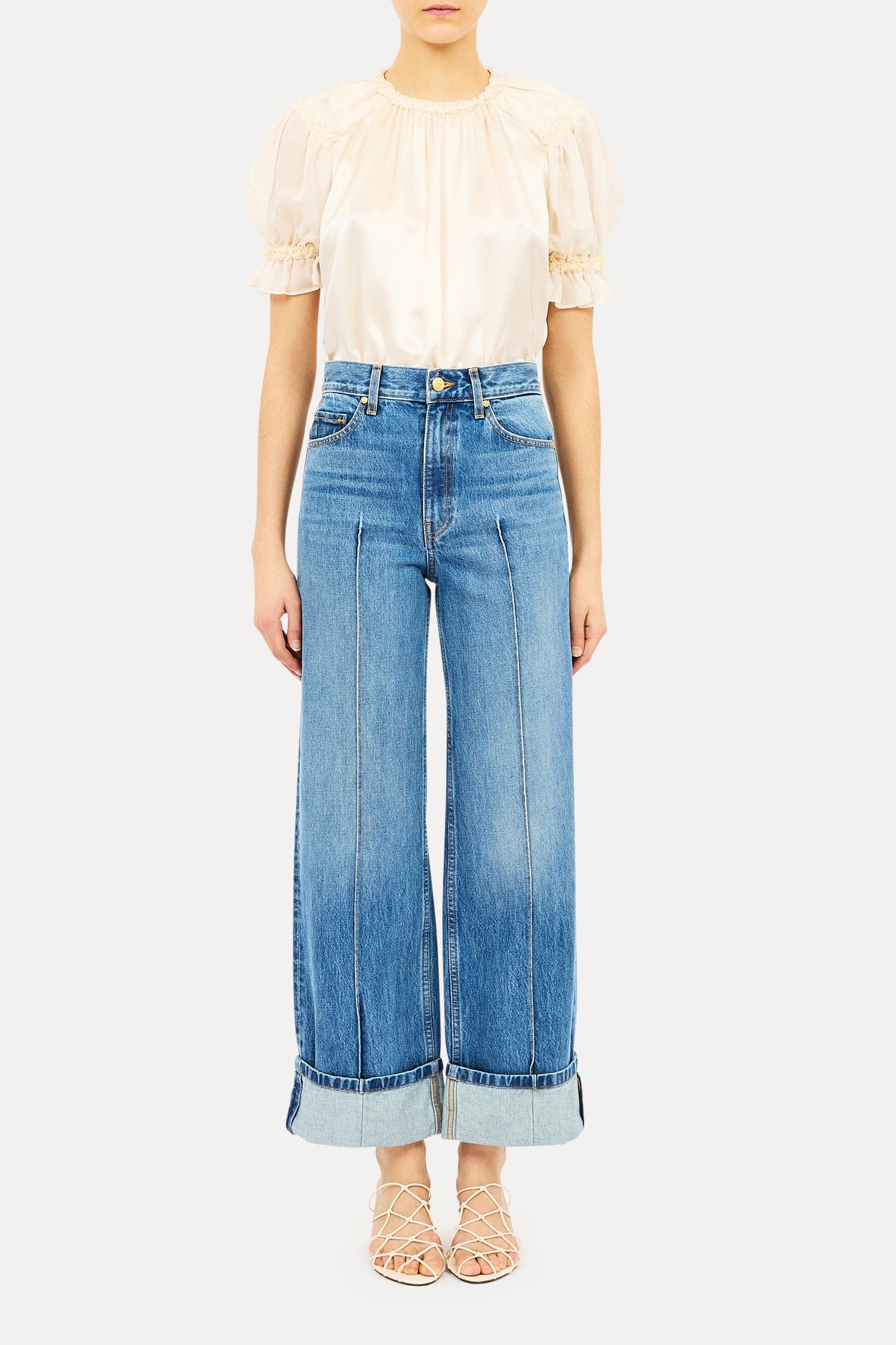 Ulla Johnson Jeans Ulla Johnson - The Stretch Genevieve Pintuck Jean in Danube