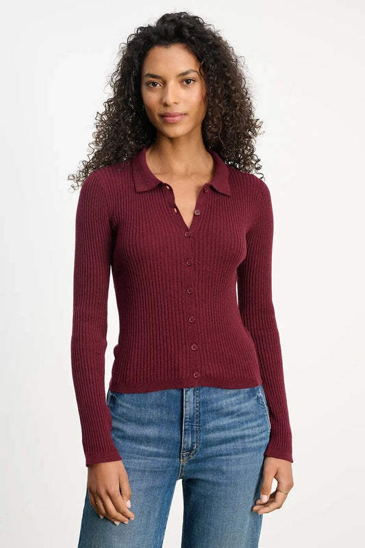 Velvet Blouses Velvet - Nikki long Sleeve cardigan in syrah
