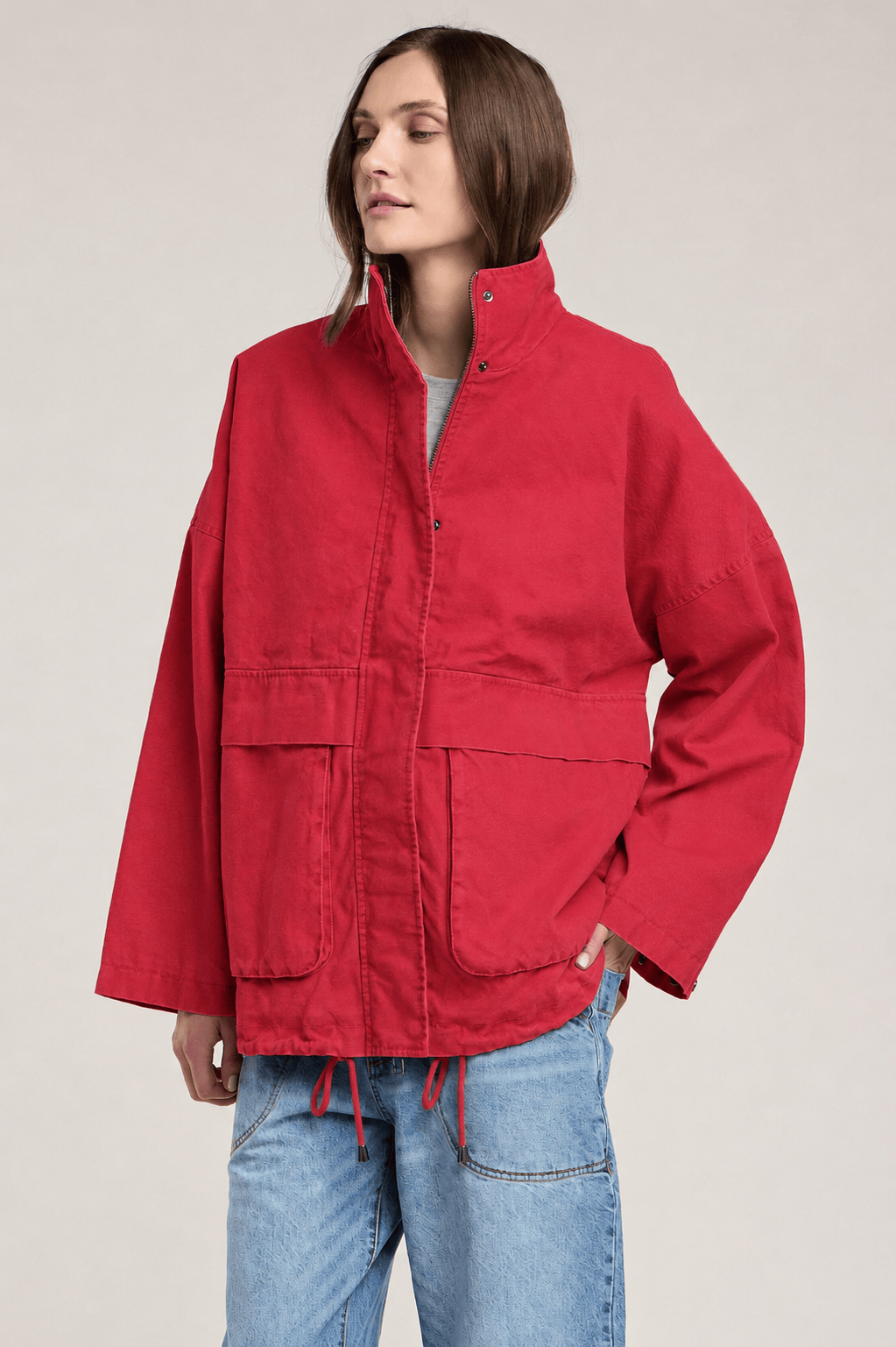 Velvet Coats & Jackets Velvet - Hunter Parka Jacket in Crimson