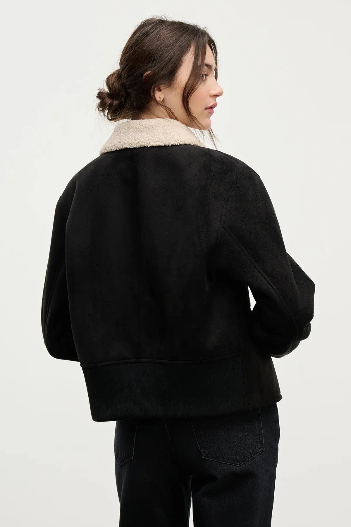 Velvet Jackets Velvet - Juno Sherpa Jacket in Black/cream