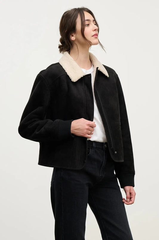 Velvet Jackets Velvet - Juno Sherpa Jacket in Black/cream