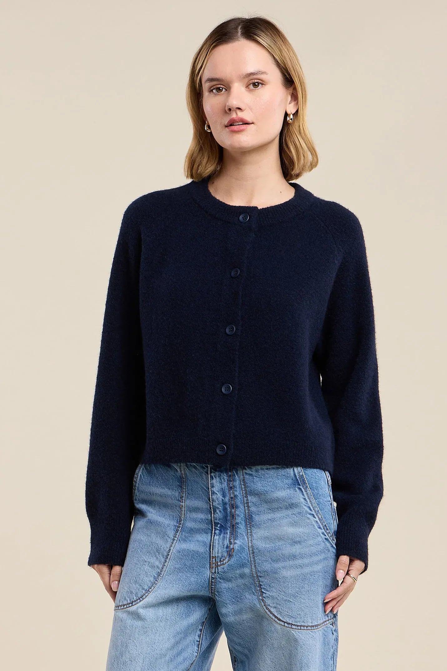 Velvet Knitwear Velvet - Chelsea Cardigan sweater in ink blue