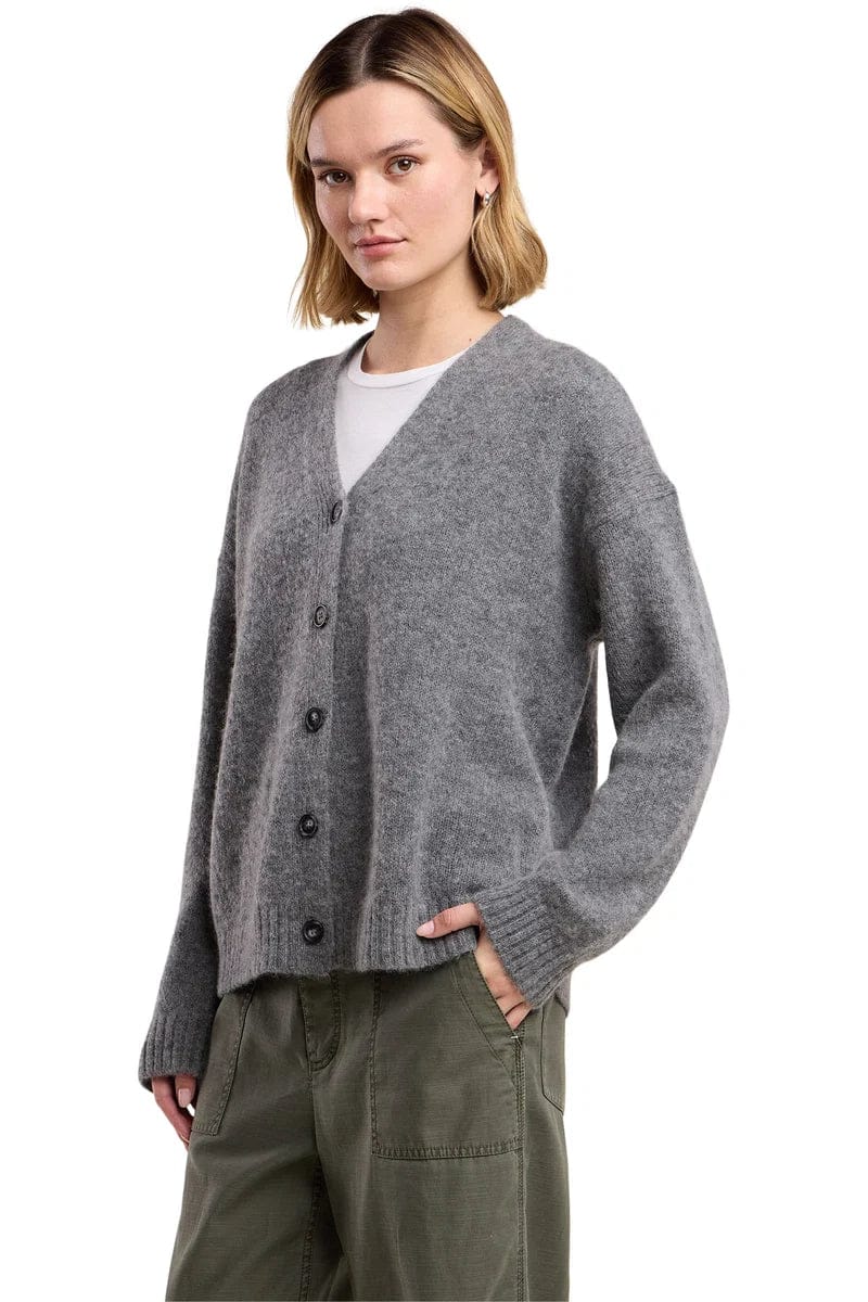 Velvet Knitwear Velvet - Lea Long Sleeve Cardigan in Medium Heather Grey