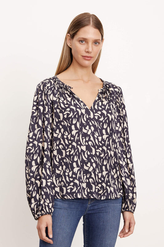 Velvet Shirts Velvet - Kade Blouse in Navy