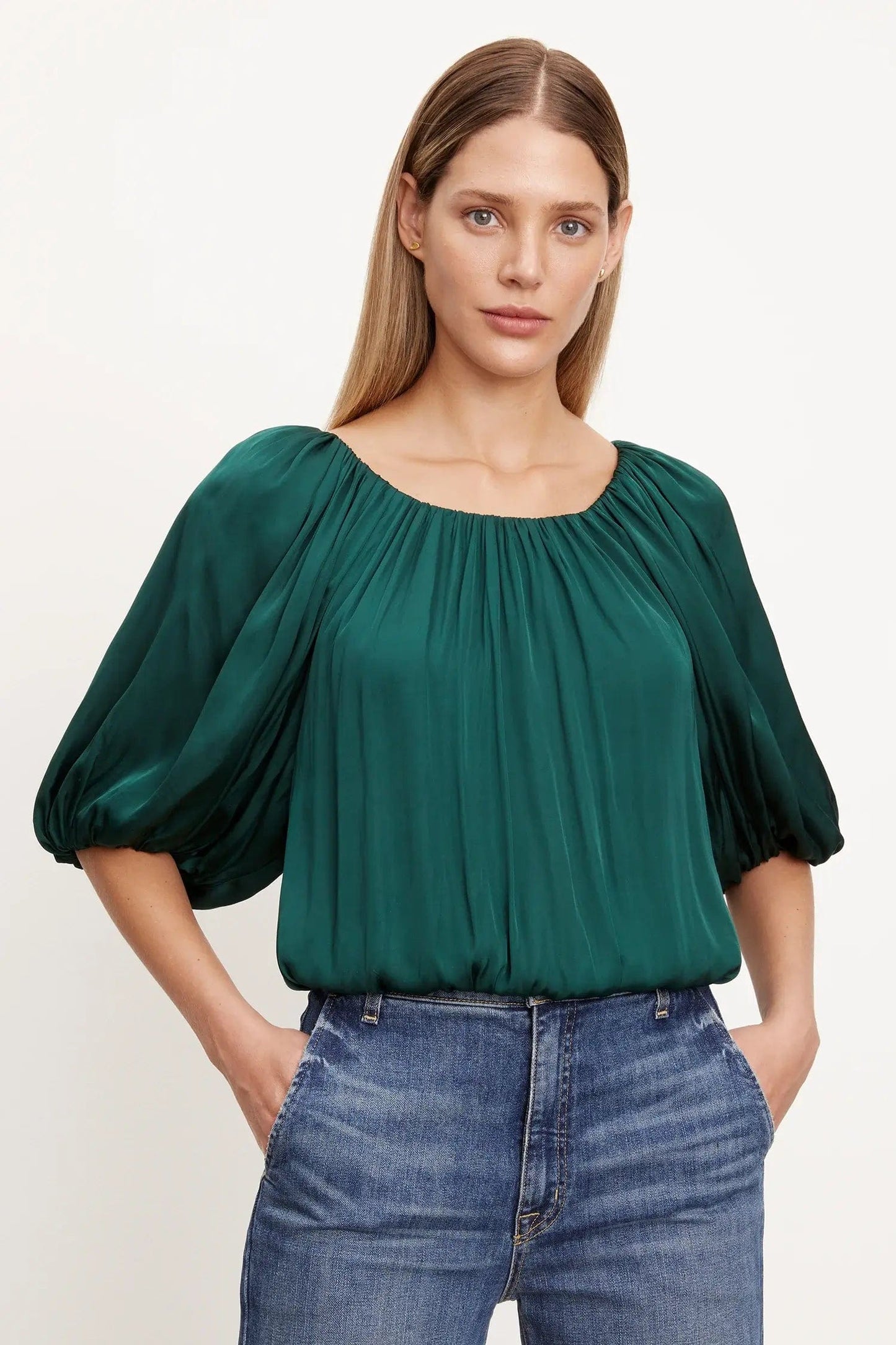 Velvet Shirts Velvet - Tami Blouse in Fern Green