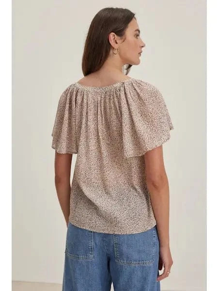Velvet Sweater Velvet - Park Ruffle sleeve top in Blush