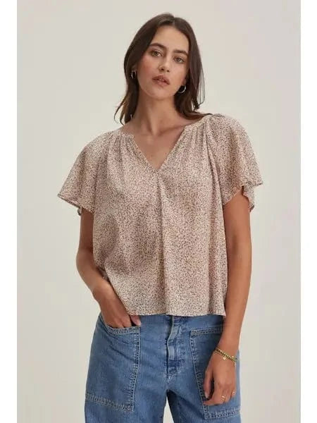 Velvet Sweater Velvet - Park Ruffle sleeve top in Blush