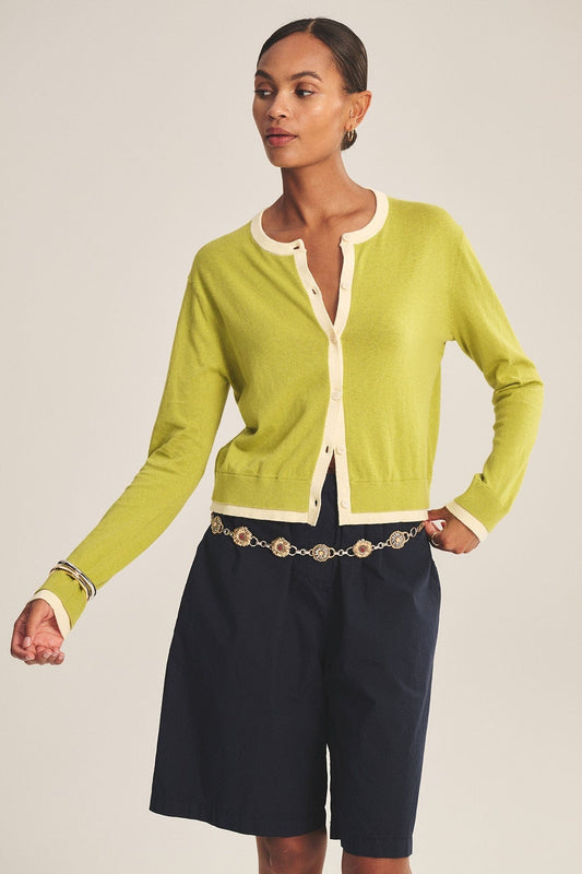 Velvet Sweaters Velvet - Saylor L/S  crew Cardigan in Lime