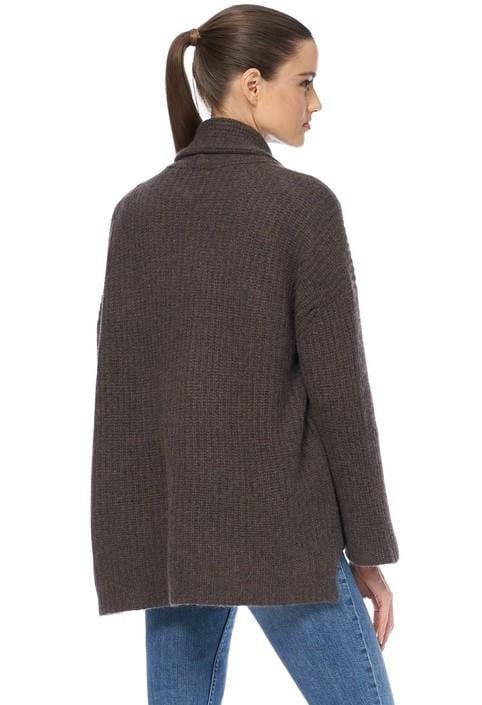  360 Cashmere Adah Sweaterbrown open back view medium weight cashmere sweater
