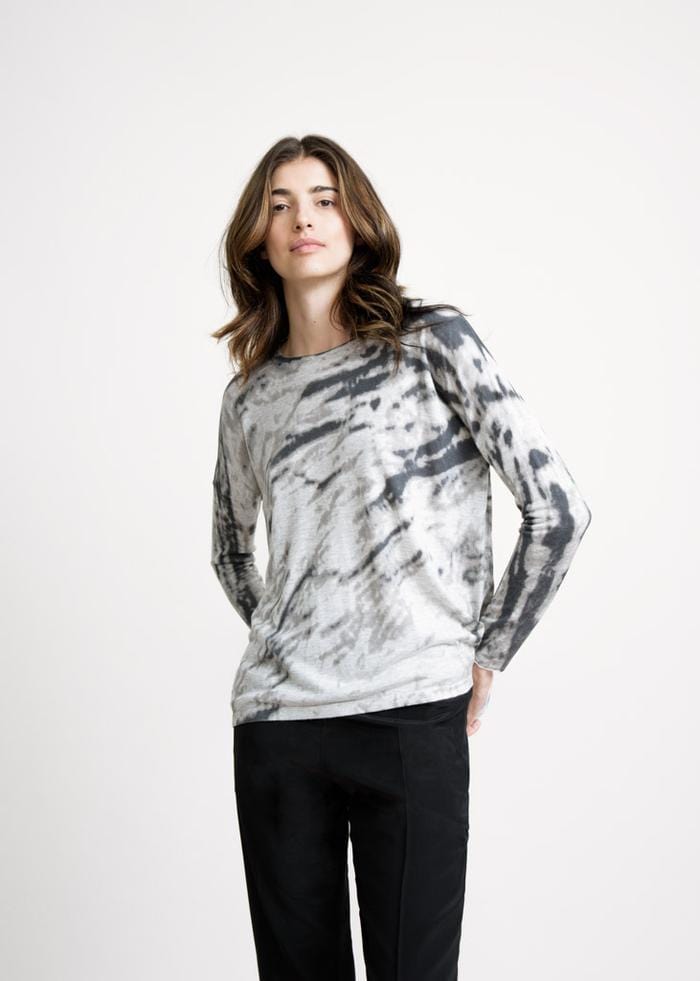 Kokun Printed Boxy Crew in Thunder | Basicality