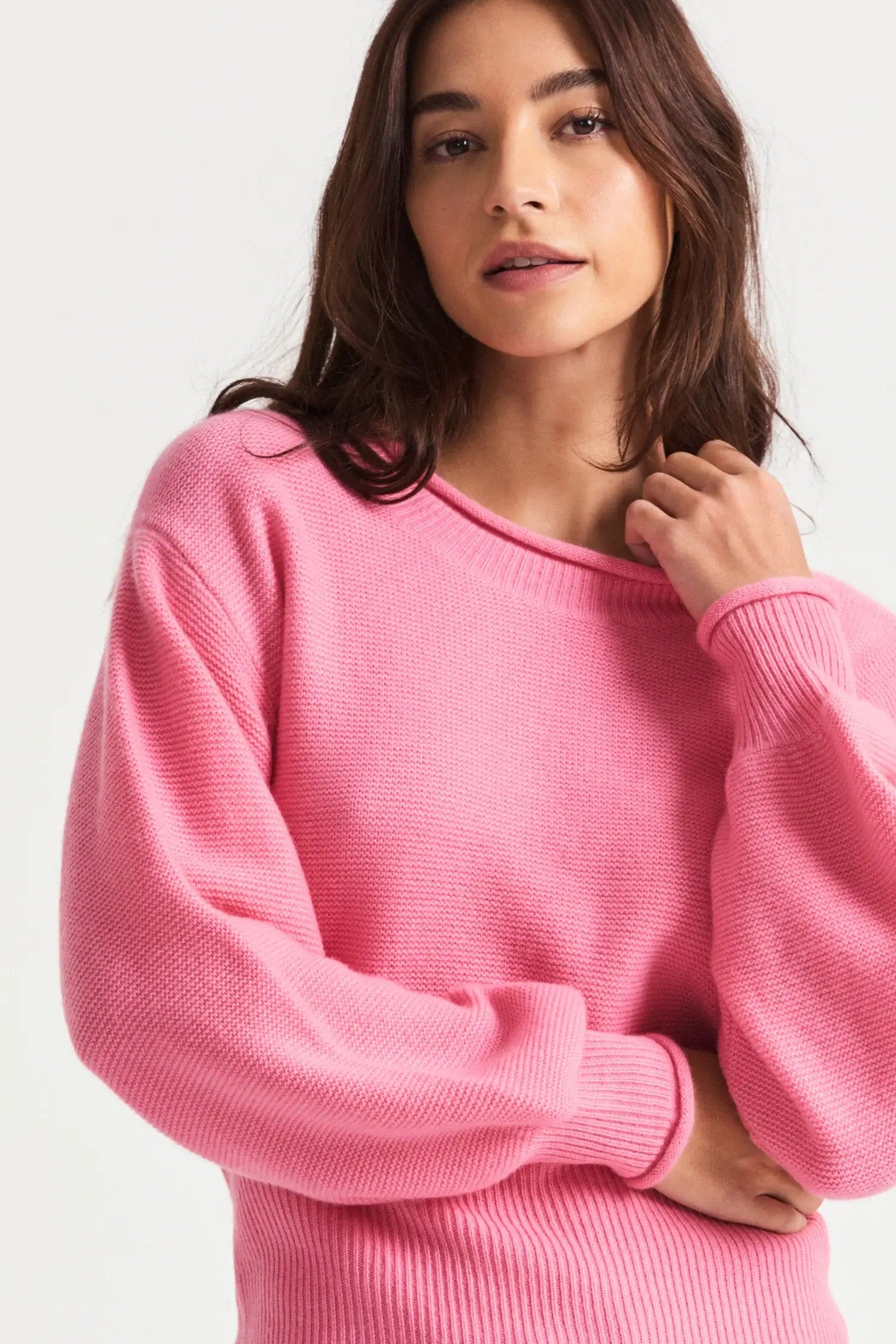 Love Shack Fancy Tops Love Shack Fancy - Emelita Pullover Sweater in Vivid Pink