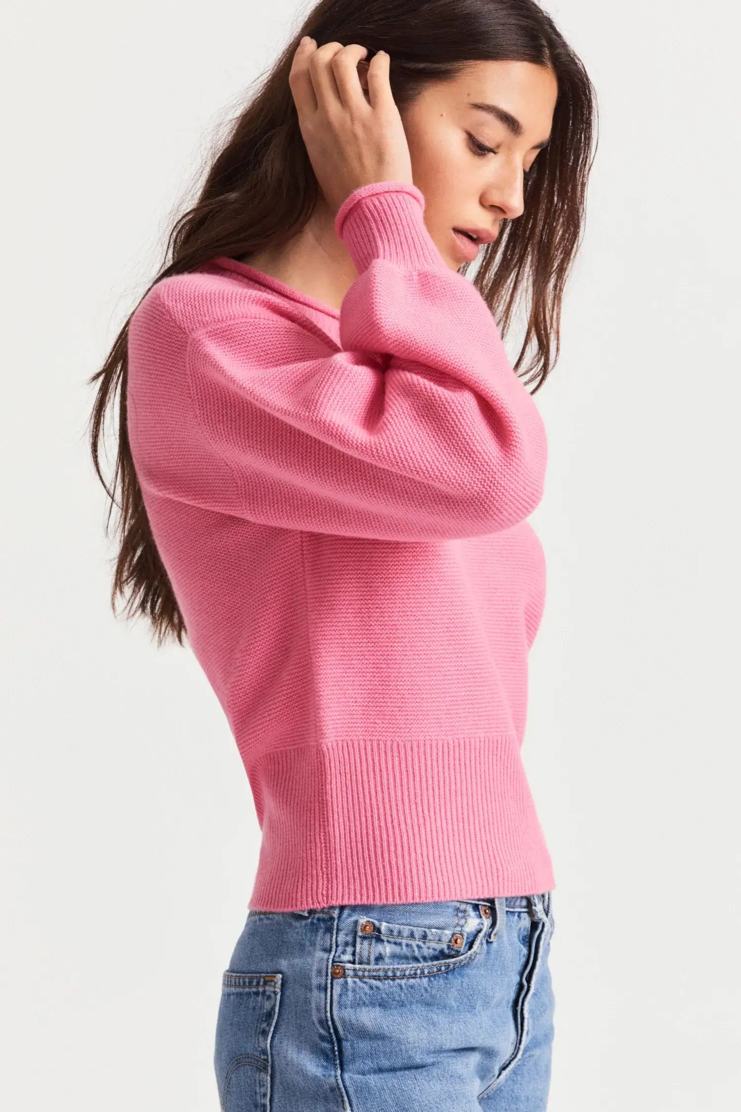 Love Shack Fancy Tops Love Shack Fancy - Emelita Pullover Sweater in Vivid Pink