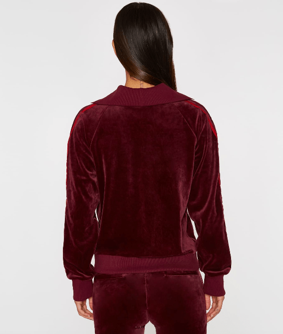 Pam & Gela Track Jacket with Tonal Racing Stripe in Bordeaux