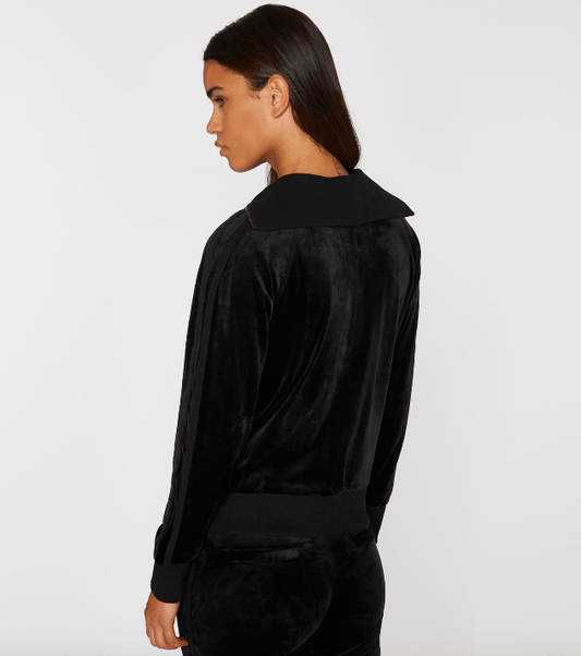 Pam & Gela Track Jacket with Tonal Racing Stripe in Black 