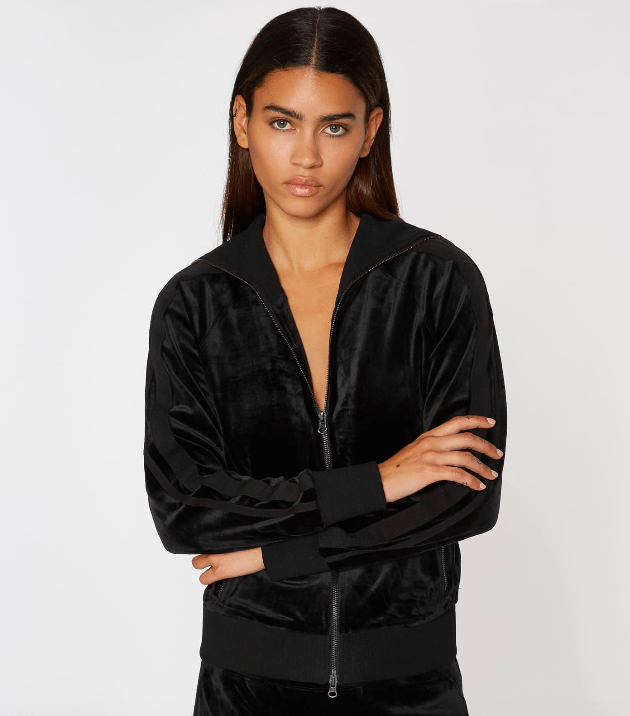 Pam & Gela Track Jacket with Tonal Racing Stripe in Black 
