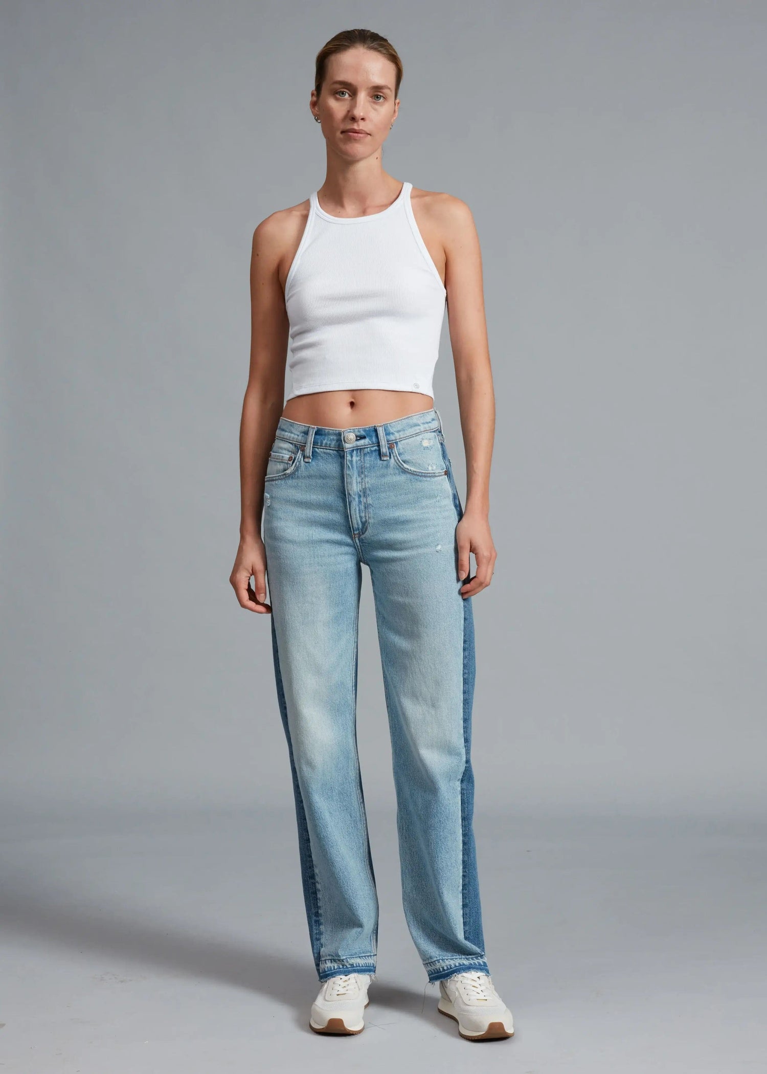 Shop Veronica Beard Marley Two-Tone High-Rise Ankle Tab Pants | Saks Fifth  Avenue