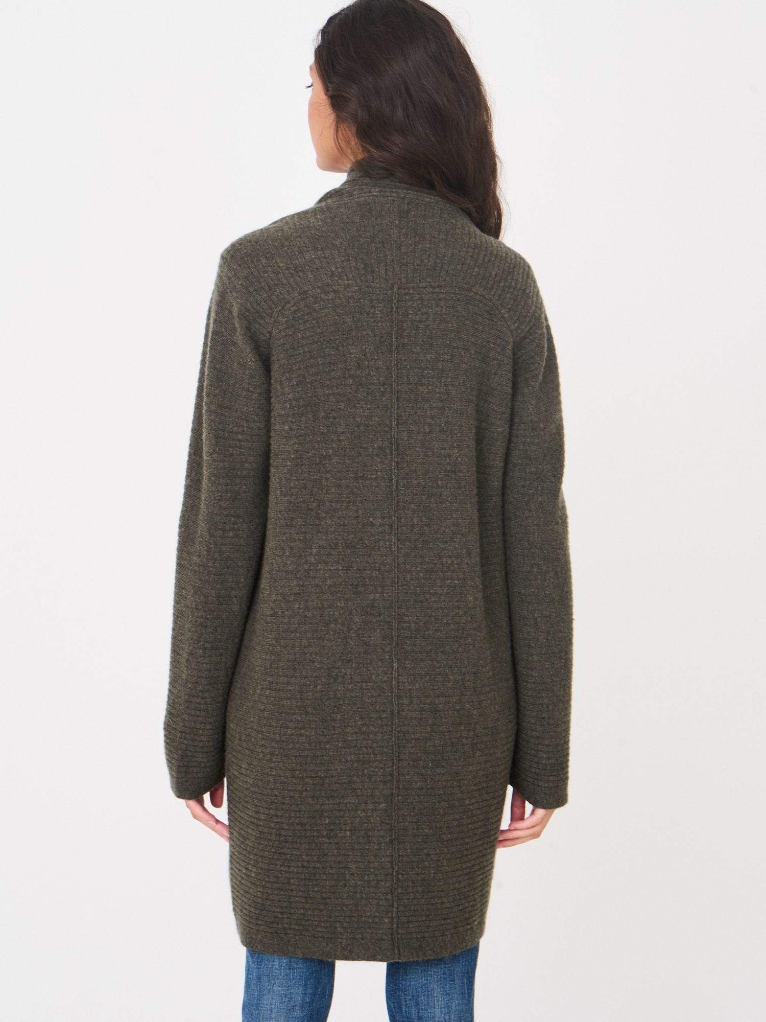 Repeat Cashmere Sweaters 38 Repeat Cashmere Cardigan - Long rib knit in Khaki Olive