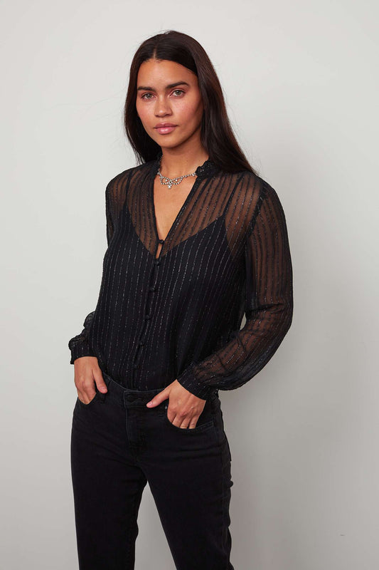 Velvet Blouses Velvet Tomei L/S peasant top in Black