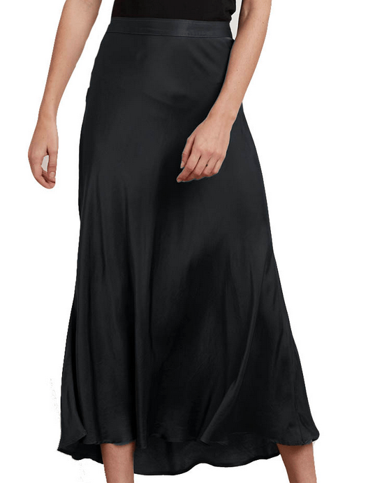 Velvet Skirts S Velvet Shelby Satin Viscose Midi Skirt in Black