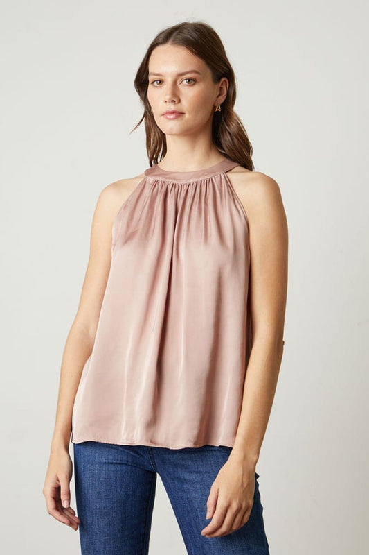 Velvet Tops Velvet Crystal Halter Top in rosegold