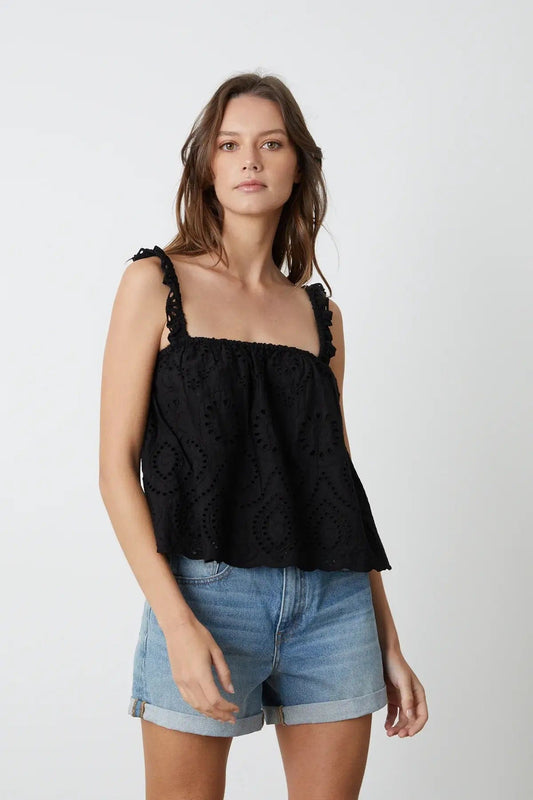 Velvet Tops Velvet - Victoria Cami top in Black